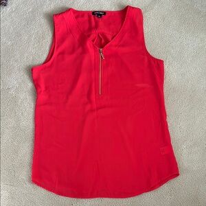 Roz & Ali Red Sleeveless Tank Top with Zipper